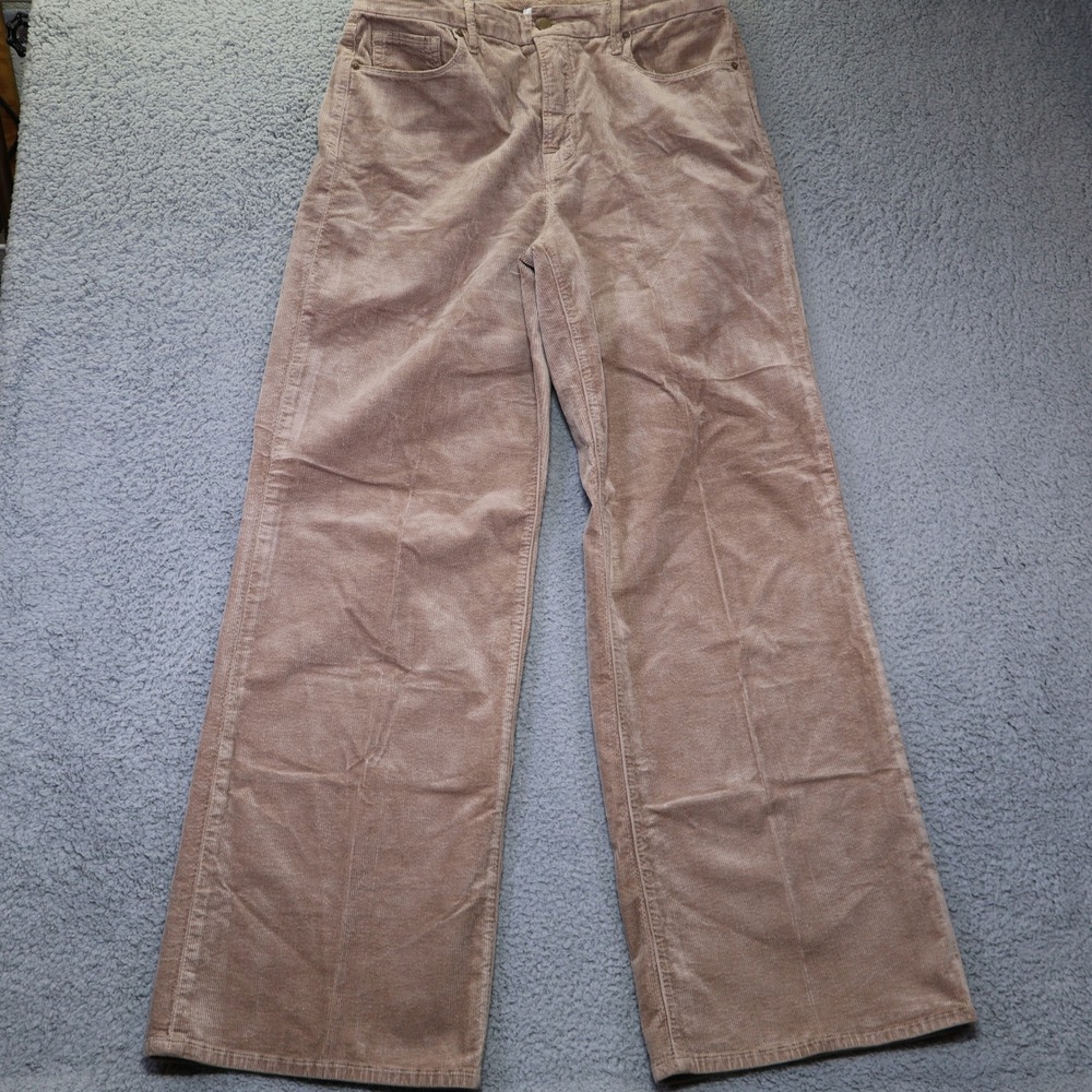 Good American Good Skate Corduroy Pants Putty Tan Wide Leg High Rise 14 32